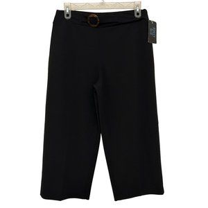 Ashley Blue Women’s Black Capri Pants Queen Size 1XL Career Gaucho Outfit NEW